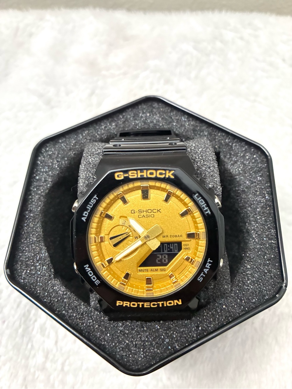 G-Shock Black & Gold Resin Analog-Digital Watch